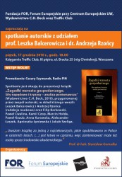 Spotkanie autorskie prof. Leszka Balcerowicza i dr. Andrzeja Rzońcy 17 grudnia o godzinie 18:00